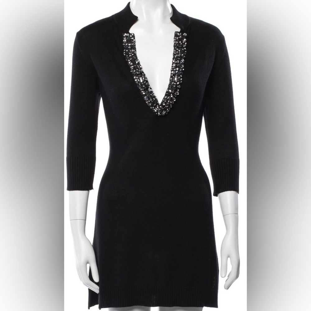 Magaschoni Silk Sheath Dress | Size S | Crystal Embellished Luxury